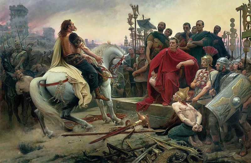 Верцингеторикс бросает оружие к ногам Юлия Цезаря