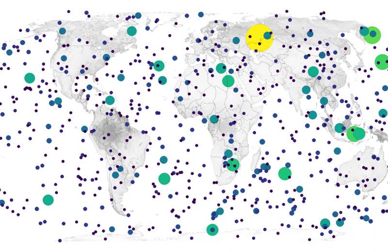 Все крупные метеоры за последние 30 лет: карта