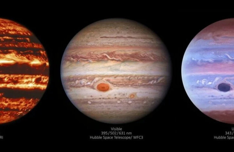 Фантастические фотографии Юпитера в трех диапазонах световых волн