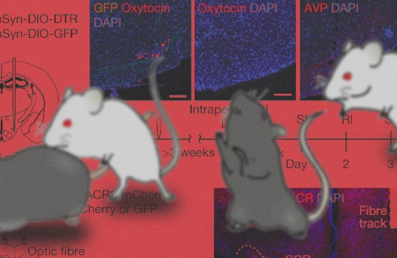 Окситоцин помог мышам обойти обидчика стороной
