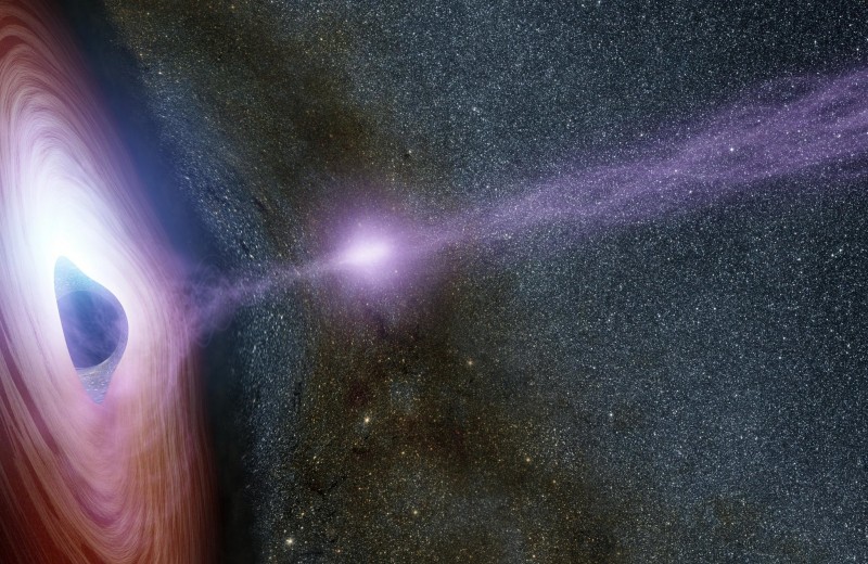 Найдена струя из древней черной дыры массой миллиард Солнц