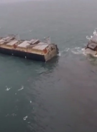 У берегов Японии раскололось надвое грузовое судно: видео
