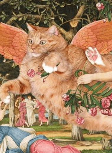 Хозяйка поместила своего рыжего кота на известные картины: он как будто всегда там был