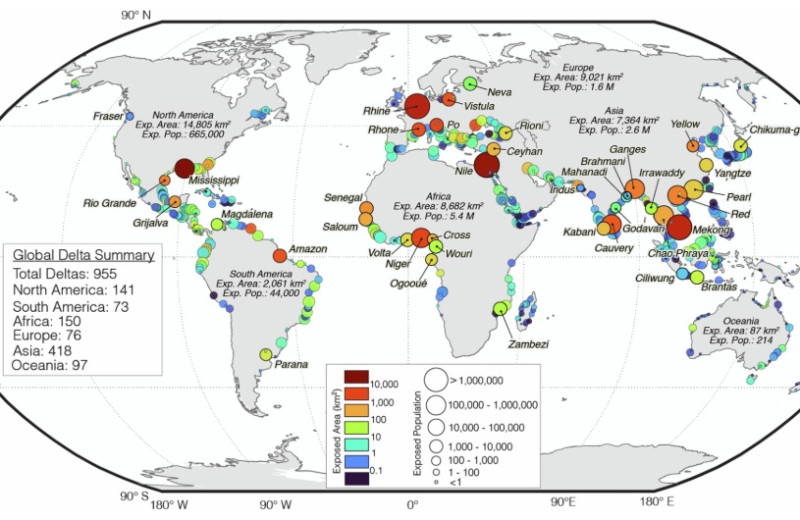 Треть крупных речных дельт мира уличили в быстром оседании
