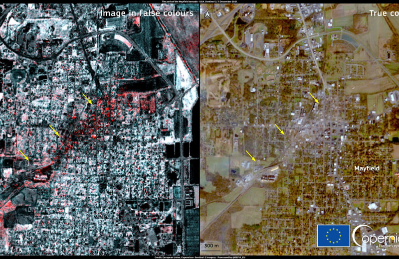Спутник показал последствия разрушительного торнадо в США