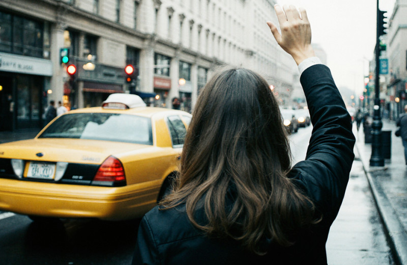 Такси идет на обгон