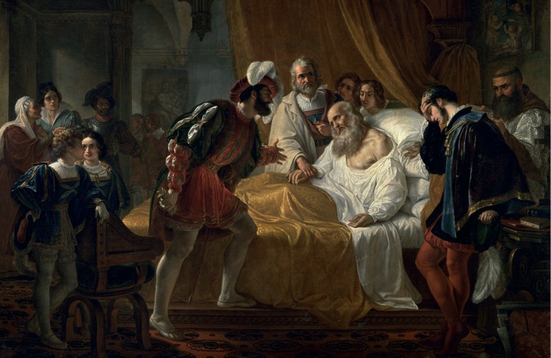 Франциск I, король Франции, у постели умирающего Леонардо да Винчи