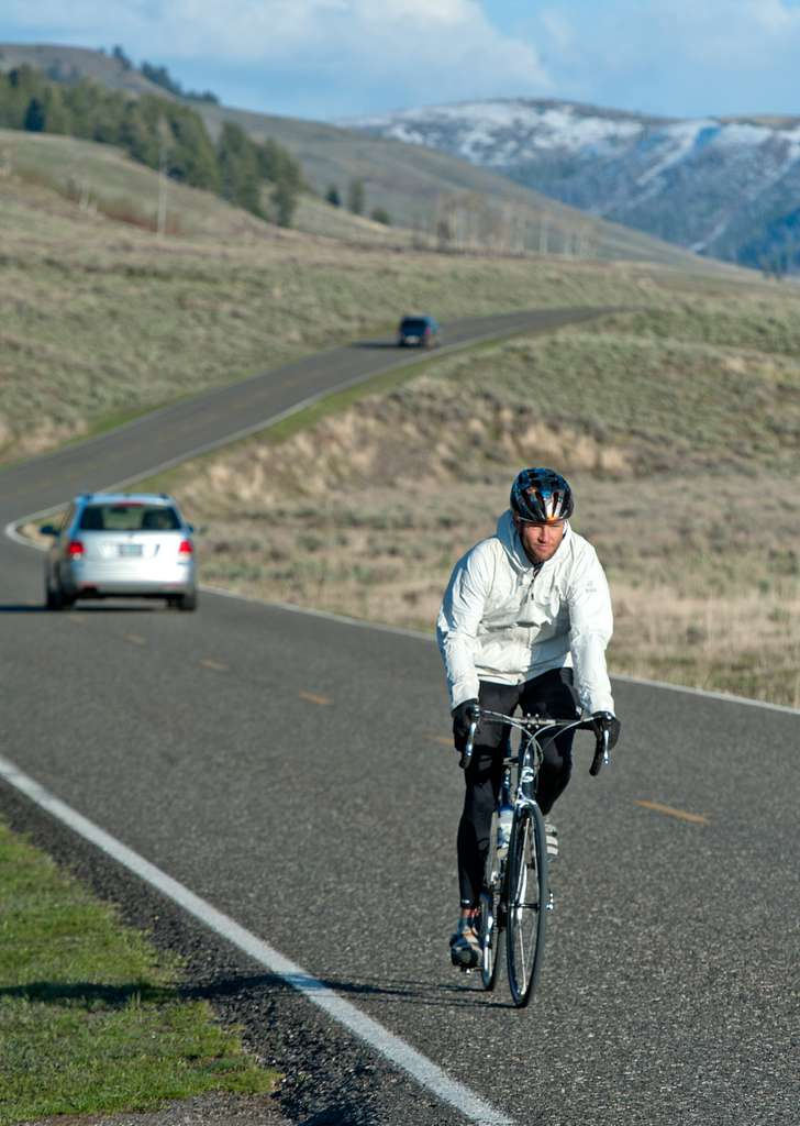 Cyclist on highway